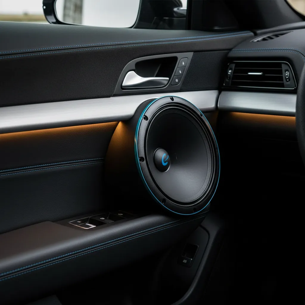 Sistema de audio Proacoustic instalado en la puerta de un automóvil